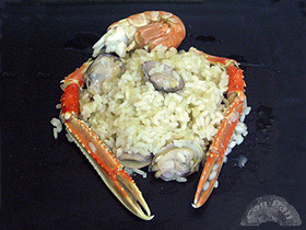 Arroz cremoso de cigalas y almejas